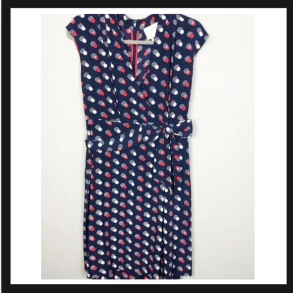 KATE SPADE | Villa Polka Dot Faux Wrap Silk Dress - Picture 2 of 4